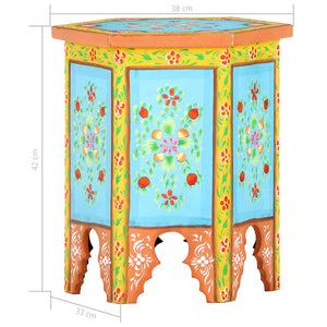 vidaXL Hand-painted Side Table Multicolour 38x33x42 cm Solid Mango Wood