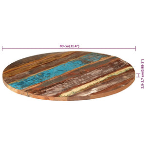 vidaXL Round Table Top 80 cm 25-27 mm Solid Reclaimed Wood