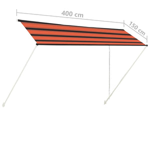 vidaXL Retractable Awning 400x150 cm Orange and Brown