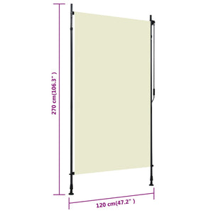 vidaXL Outdoor Roller Blind 120x270 cm Cream