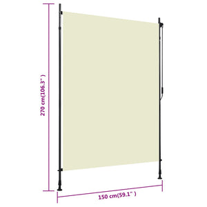 vidaXL Outdoor Roller Blind 150x270 cm Cream