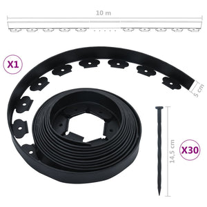 vidaXL Flexible Lawn Edging with 30 Pegs 10 m 5 cm