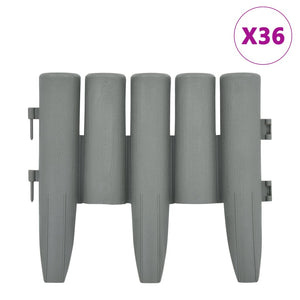 vidaXL Lawn Edgings 36 pcs Grey 10 m PP