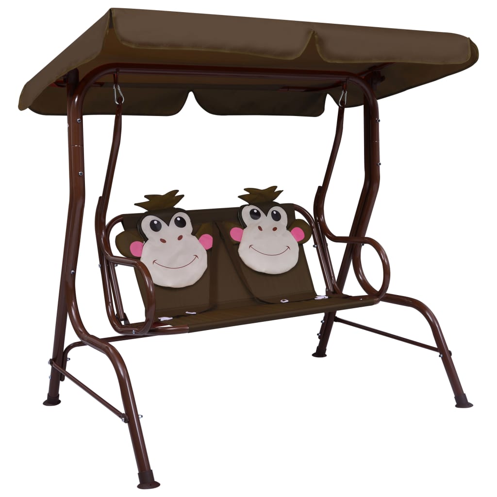 vidaXL Kids Swing Bench Brown 115x75x110 cm Fabric