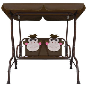 vidaXL Kids Swing Bench Brown 115x75x110 cm Fabric