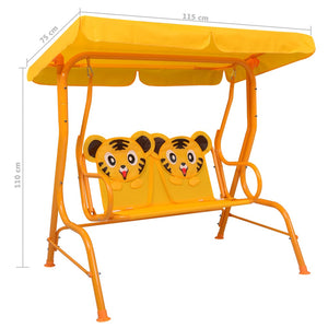 vidaXL Kids Swing Bench Yellow 115x75x110 cm Fabric