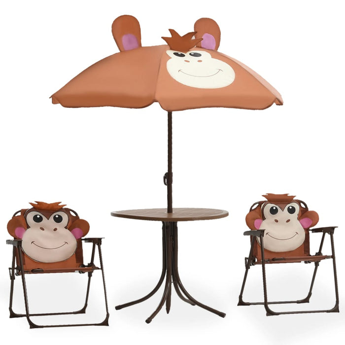 vidaXL 3 Piece Kids' Garden Bistro Set with Parasol Brown