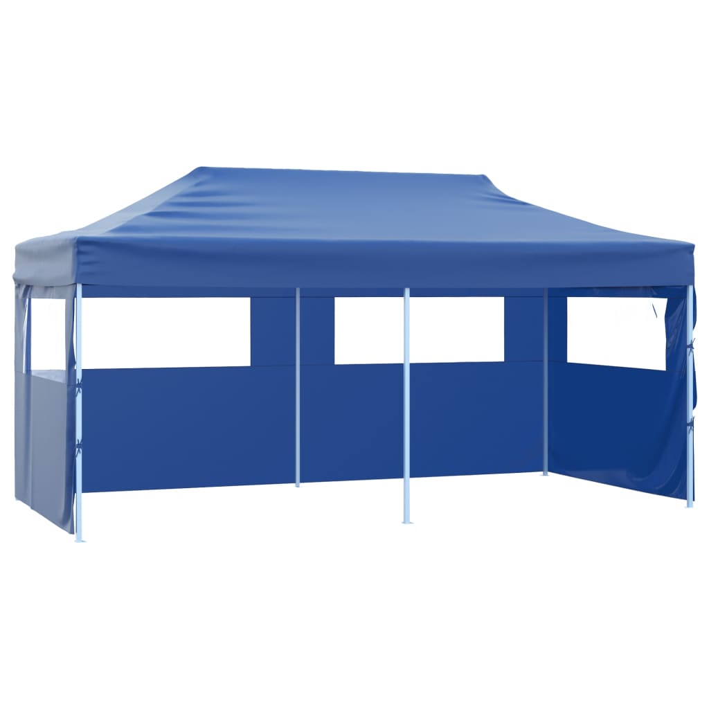 vidaXL Professional Folding Party Tent with 4 Sidewalls 3x6 m Steel Blue