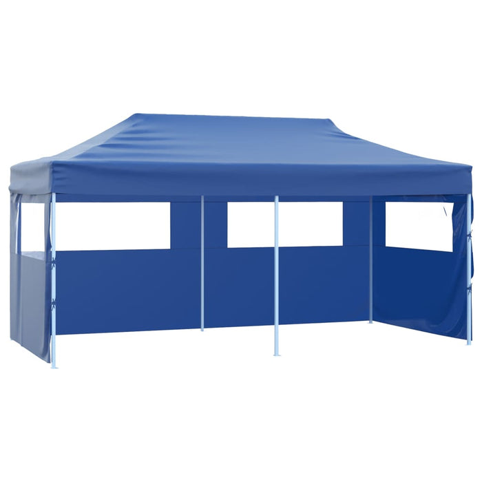 vidaXL Professional Folding Party Tent with 4 Sidewalls 3x6 m Steel Blue