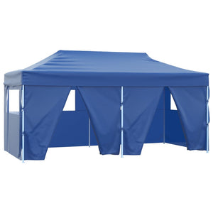 vidaXL Professional Folding Party Tent with 4 Sidewalls 3x6 m Steel Blue