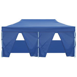 vidaXL Professional Folding Party Tent with 4 Sidewalls 3x6 m Steel Blue