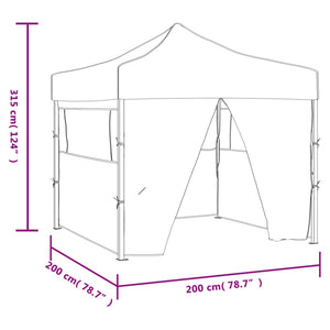 vidaXL Professional Folding Party Tent with 4 Sidewalls 2x2 m Steel Blue