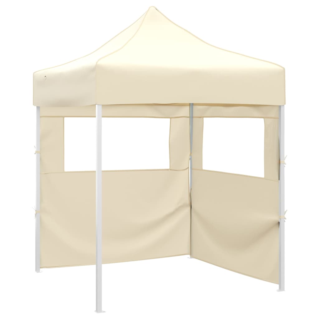 vidaXL Professional Folding Party Tent with 2 Sidewalls 2x2 m Steel Cream