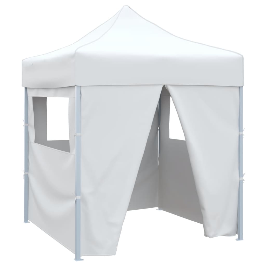 vidaXL Professional Folding Party Tent with 4 Sidewalls 2x2 m Steel White