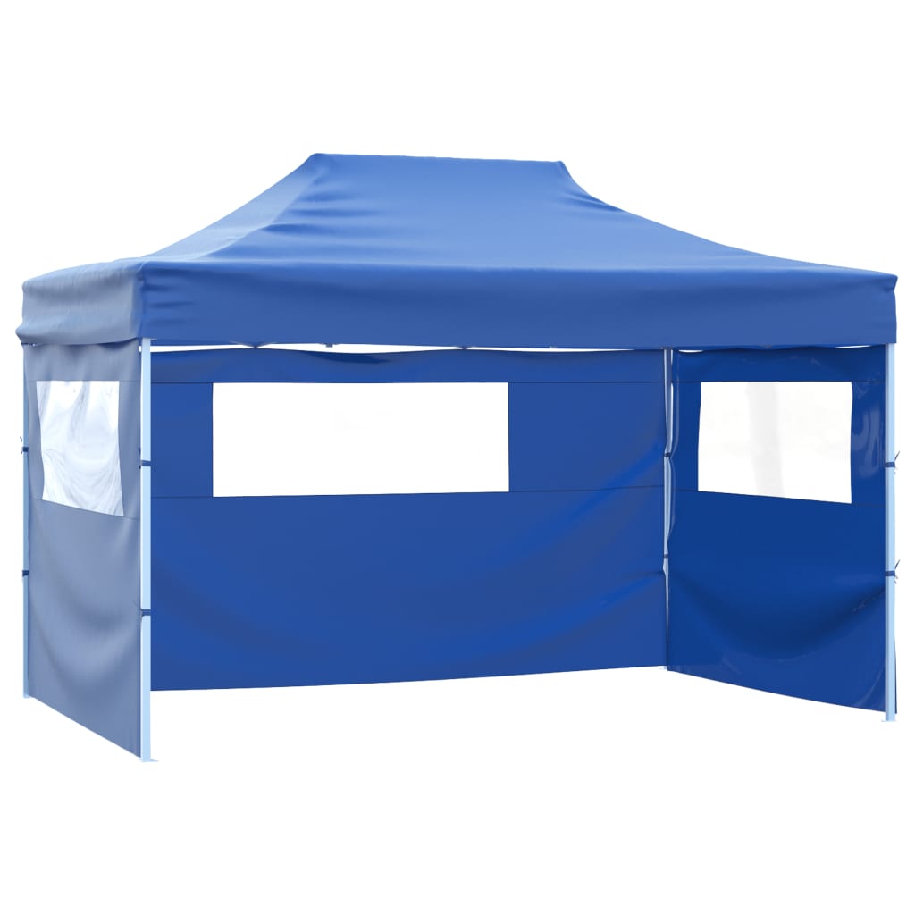 vidaXL Professional Folding Party Tent with 3 Sidewalls 3x4 m Steel Blue