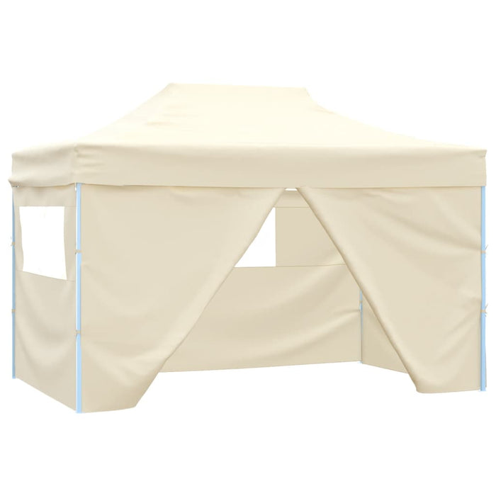 vidaXL Professional Folding Party Tent with 4 Sidewalls 3x4 m Steel Cream