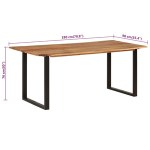 vidaXL Dining Table 180x90x76 cm Solid Acacia Wood