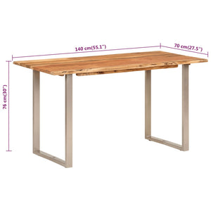 vidaXL Dining Table 140x70x76 cm Solid Acacia Wood