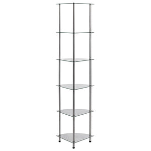 vidaXL 6-Tier Shelf Transparent 30x30x160 cm Tempered Glass