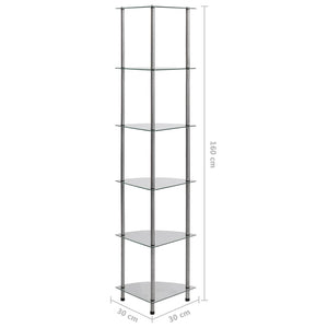 vidaXL 6-Tier Shelf Transparent 30x30x160 cm Tempered Glass