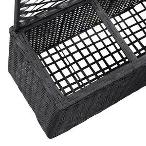 vidaXL Trellis Raised Bed with 3 Pots 83x30x130 cm Poly Rattan Black