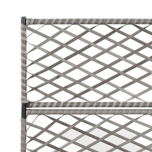 vidaXL Trellis Raised Bed with 3 Pots 83x30x130 cm Poly Rattan Grey