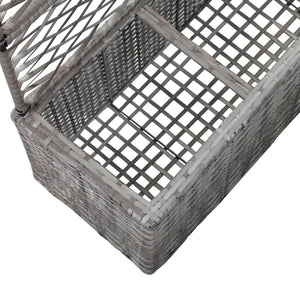 vidaXL Trellis Raised Bed with 3 Pots 83x30x130 cm Poly Rattan Grey