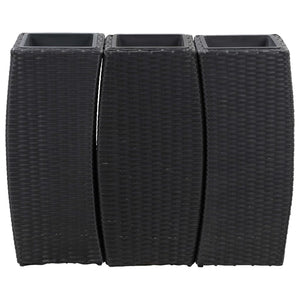 vidaXL Garden Raised Beds 3 pcs Poly Rattan Black