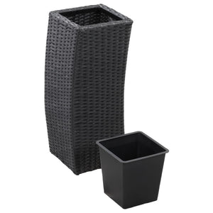 vidaXL Garden Raised Beds 3 pcs Poly Rattan Black