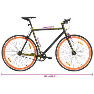 vidaXL Fixed Gear Bike Black and Orange 700c 51 cm