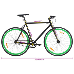 vidaXL Fixed Gear Bike Black and Green 700c 51 cm