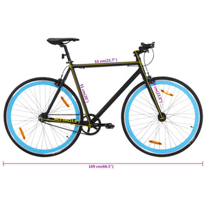 vidaXL Fixed Gear Bike Black and Blue 700c 51 cm