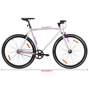 vidaXL Fixed Gear Bike White and Black 700c 51 cm