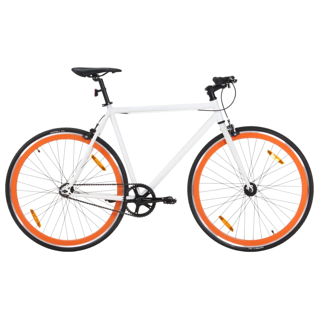 vidaXL Fixed Gear Bike White and Orange 700c 51 cm