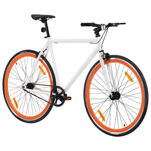 vidaXL Fixed Gear Bike White and Orange 700c 51 cm