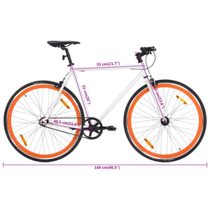 vidaXL Fixed Gear Bike White and Orange 700c 51 cm