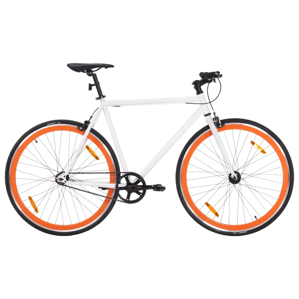 vidaXL Fixed Gear Bike White and Orange 700c 55 cm