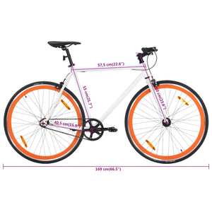 vidaXL Fixed Gear Bike White and Orange 700c 55 cm