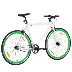 vidaXL Fixed Gear Bike White and Green 700c 55 cm