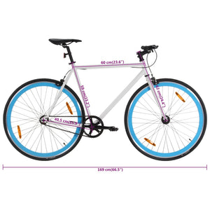 vidaXL Fixed Gear Bike White and Blue 700c 59 cm