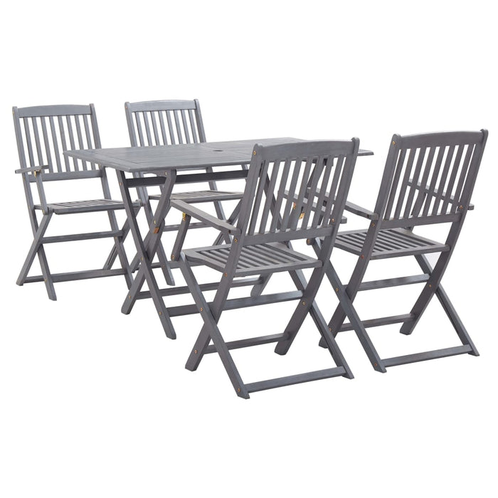 vidaXL 5 Piece Garden Dining Set Solid Acacia Wood Grey