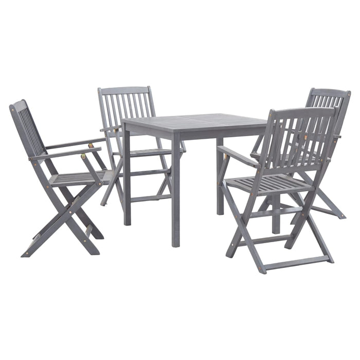 vidaXL 5 Piece Garden Dining Set Solid Acacia Wood Grey