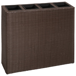 vidaXL Garden Raised Bed with 4 Pots 2 pcs Poly Rattan Brown(2x41085)