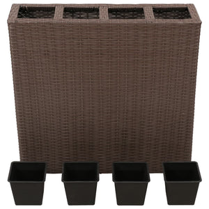 vidaXL Garden Raised Bed with 4 Pots 2 pcs Poly Rattan Brown(2x41085)