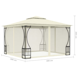 vidaXL Gazebo with Nets 300x300x265 cm Cream