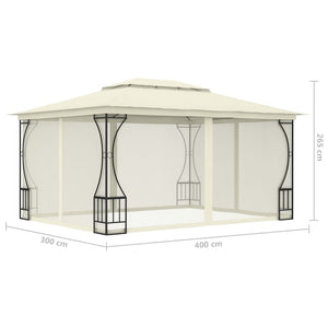 vidaXL Gazebo with Nets 300x400x265 cm Cream