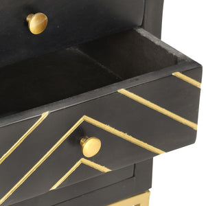 vidaXL Bedside Cabinet Black and Gold 40x30x50 cm Solid Mango Wood