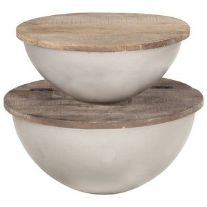 vidaXL 2 Piece Bowl Shaped Coffee Table Set Solid Mango Wood