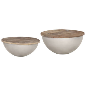 vidaXL 2 Piece Bowl Shaped Coffee Table Set Solid Mango Wood