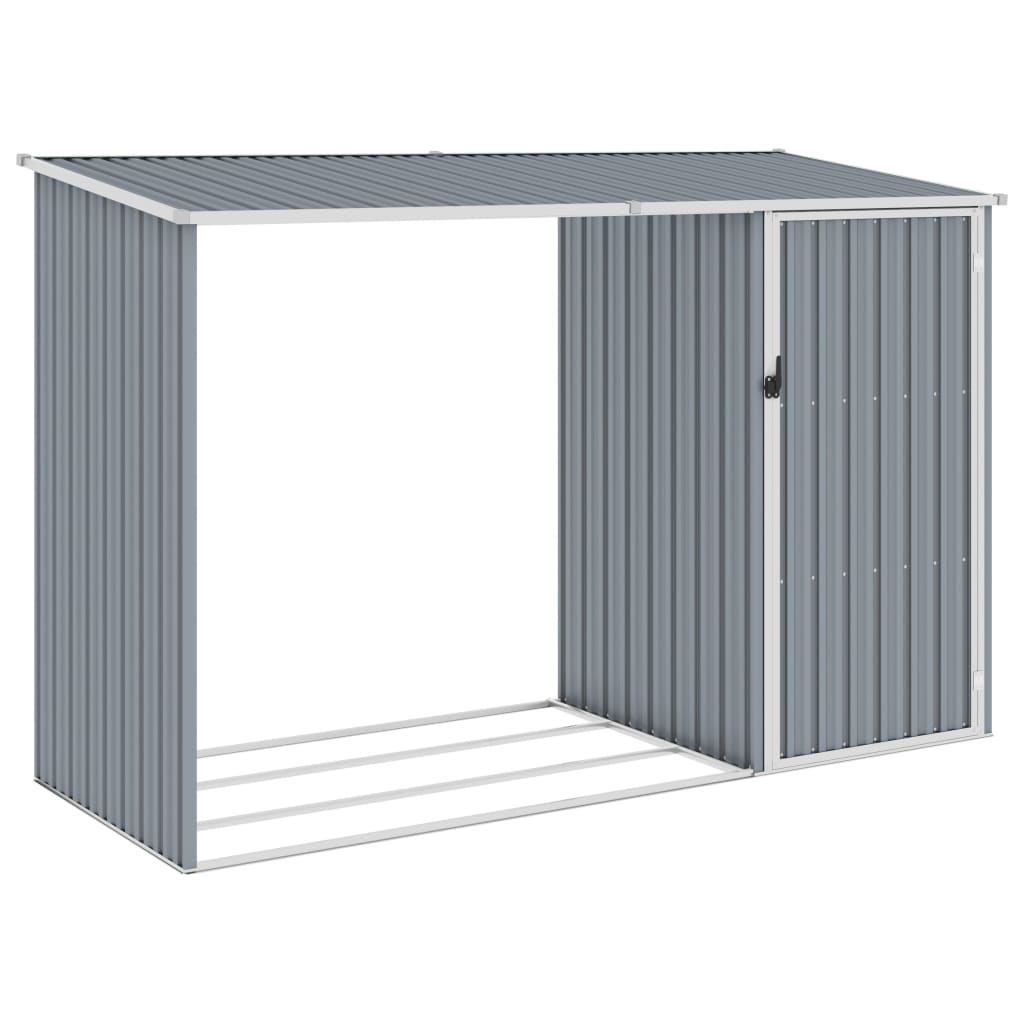 vidaXL Garden Firewood Shed Grey 245x98x159 cm Galvanised Steel